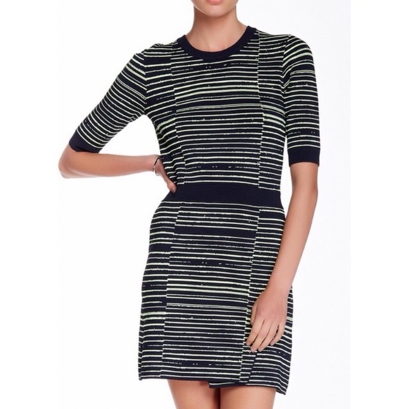 A.L.C. Culver Stripe Knit Dress Black and Green Size Medium - Picture 3 of 11